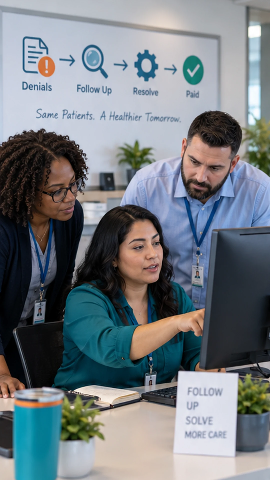Connect correction work with payer follow-up